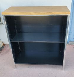 Wood grain top - metal shelf unit