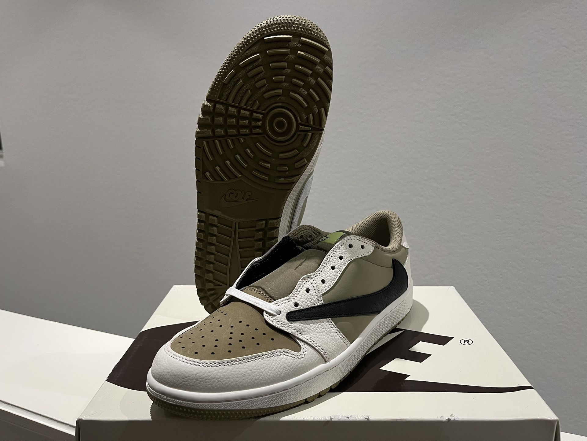 ℛℇ℘ℒℐℭḁ Jordan 1 Retro Low Golf Travis Scott Neutral Olive - Size 12