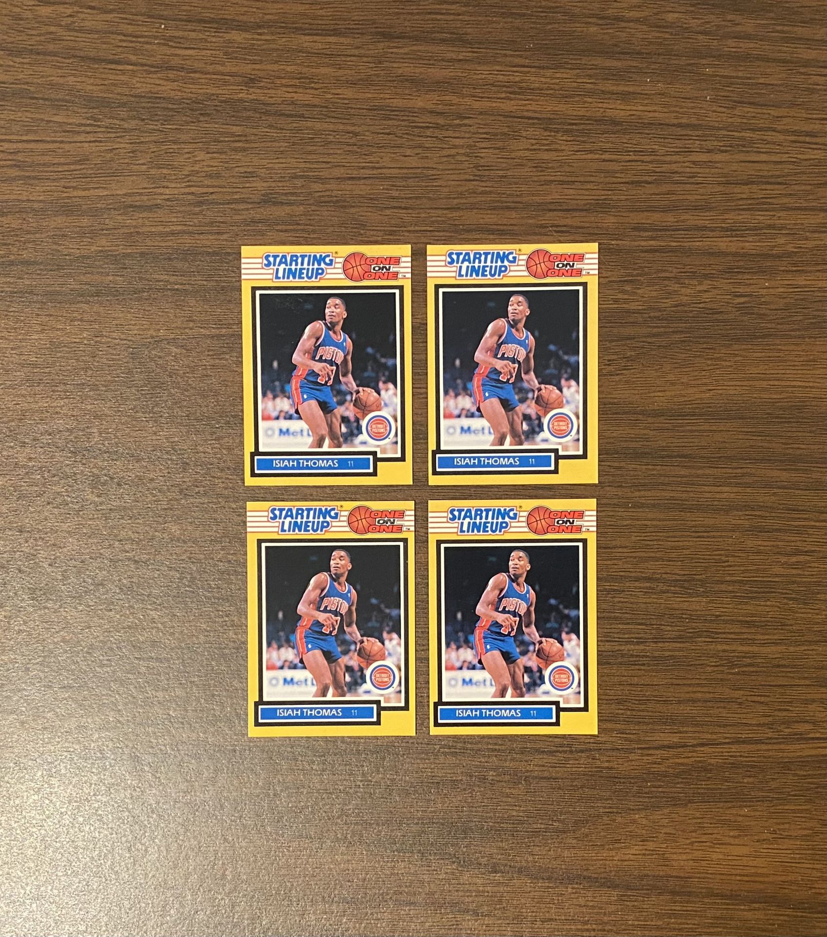 LOT OF 4 ISIAH THOMAS 1989 STARTING LINEUP ONE ON ONE BASKETBALL CARDS PISTONS