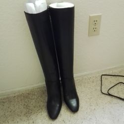 Brand New Black Faux Leather Corso Cosmo Knee High Boots