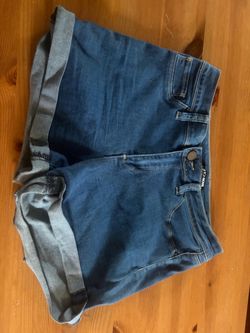 Dark Wash Denim Jean Shorts Cuffed