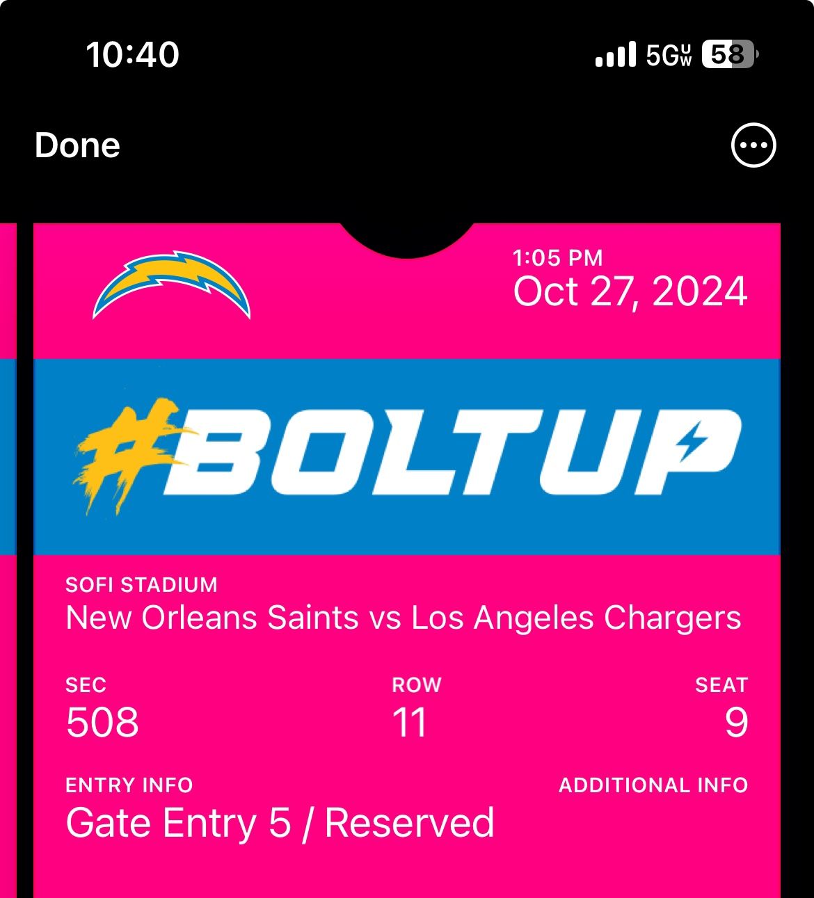 Charger and Saints Tickets
