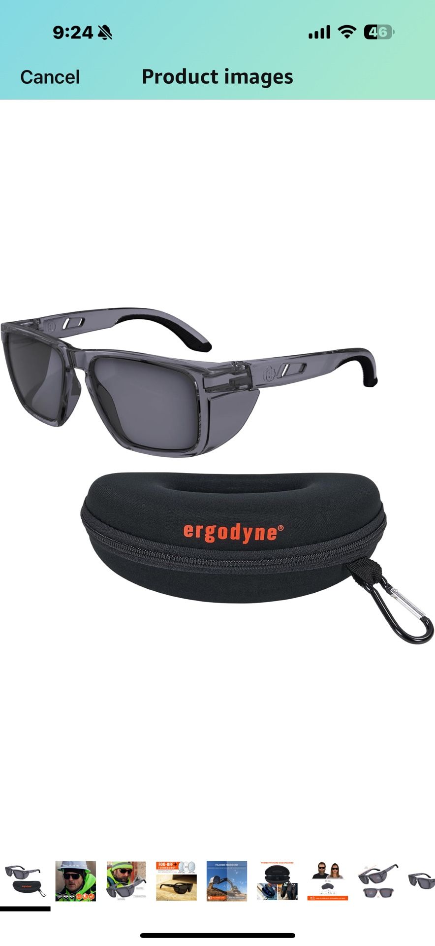 Ergodyne Skullerz SIXTEN Safety Glasses with Side Shields, Anti Fog, Anti Scratch Polarized Lenses, ANSI z87.1 with Protective Zippered Hard Shell Eye