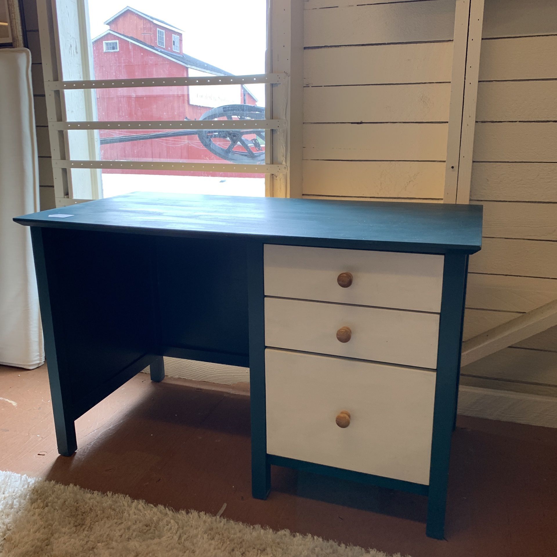 Painted Teal/White Pine Desk