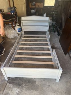 Bellemave twin size bed frame in rustic gray, lightly used and in excellent condition.
