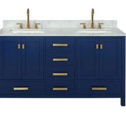72” Bath Vanity Gray, White, Blue Solid Wood Brand New