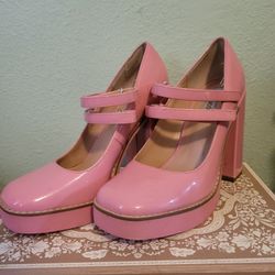 Pink Steve Madden block heel Mary Jane shoes