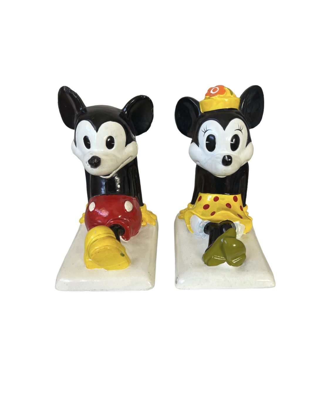 Vintage Walt Disney Mickey & Minnie Mouse Bookend/ Paper Weights