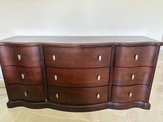 Solid Wood 9-Drawer Dresser – Dark Brown Finish | Matching Bedroom Collection