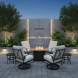 Patio Furniture Set Outdoor Swivel Chair With Fire Pit