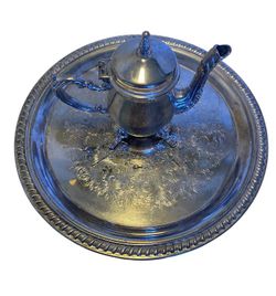 Vintage 1970’s Godinger (Sterling Silver) Plate and Tea Kettle