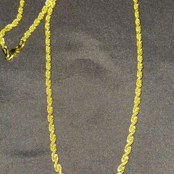 14 K YELLOW GOLD DIAMOND CUT 20" ROPE CHAIN 