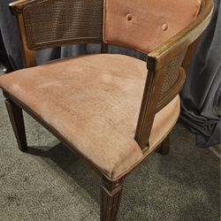 Vintage Mid Century Modern Barrel Back Chair Cane Mauve By Kincaide 