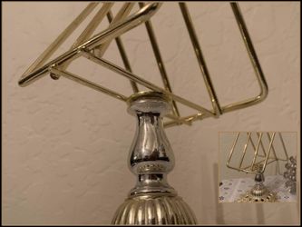 VINTAGE GOLD METAL NAPKIN HOLDER MAIL SORTER LETTER DESK ORGANIZER TABLETOP CADDY RETRO TABLE DECOR