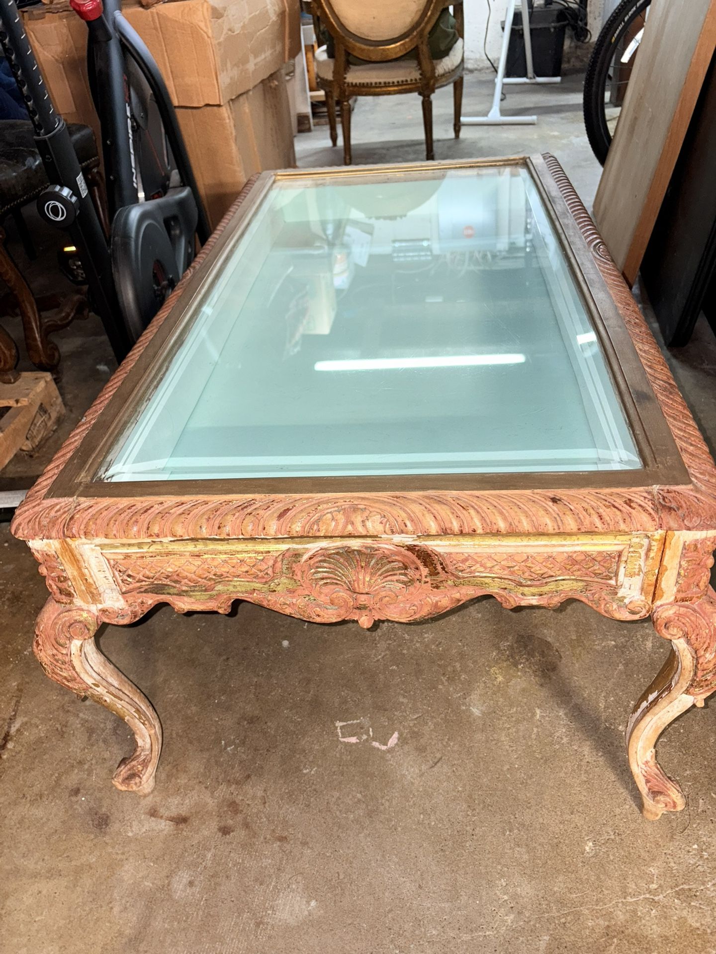 Antique French Vitrine Coffee Table 