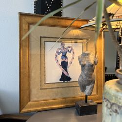 Framed African folk Art 25”W