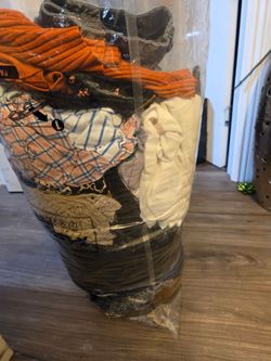 Clothing bag, shoes.