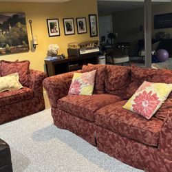 Cranberry sofa and Chairs In GUC