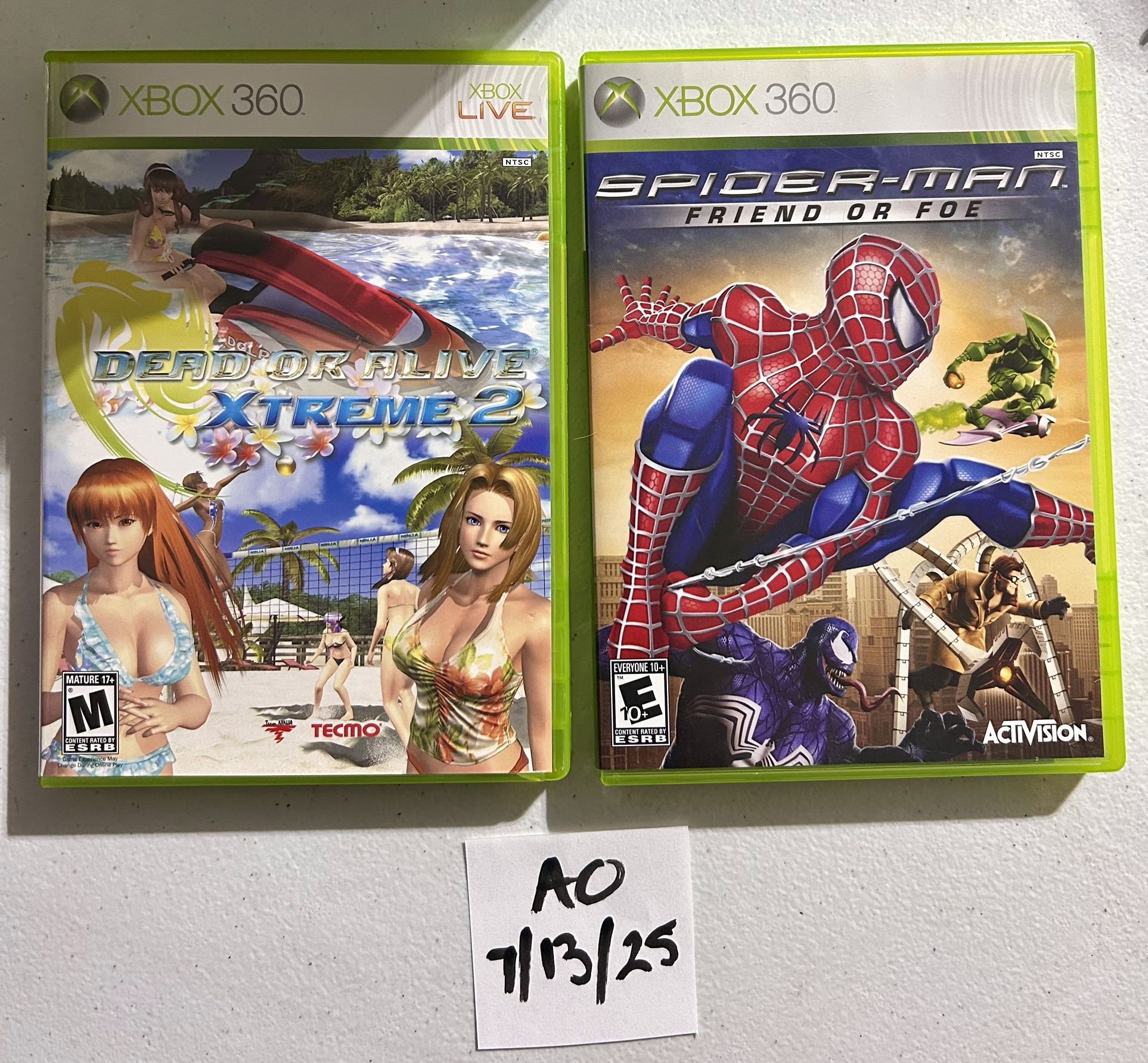 Xbox 360 Games - Dead Or Alive And Spider-Man