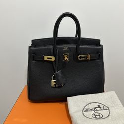 HERMÈS PARIS BIRKIN 25 NOIR/BLACK TOGO LEATHER GOLD HARDWARE