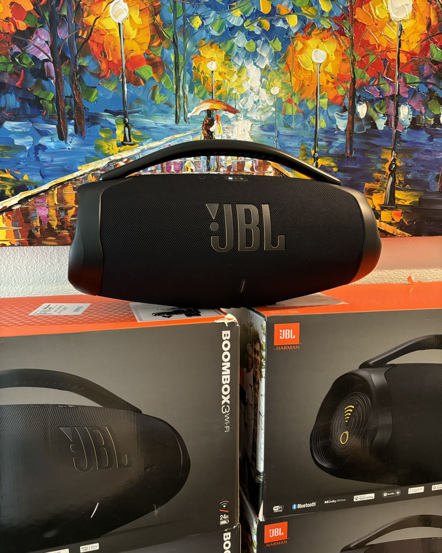 JBL-Boombox 3 (Black) Portable Bluetooth Speaker - Thunderous Bass, 24-Hour Battery, & IP67 Waterproof Rating