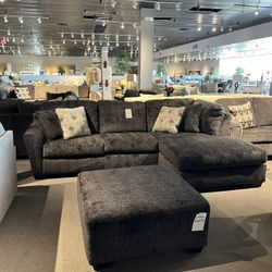 Grey 2pc Chaise Sectional Couch