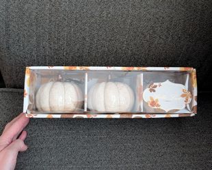 Fall Halloween White Ceramic Pumpkins