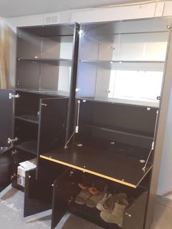 Set of 2 Black Storage Cabinets / Juego de 2 Muebles Organizadores Negros — $100