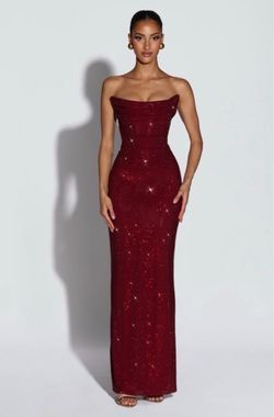 Sparkly Burgundy Strapless Mirabella maxi dress