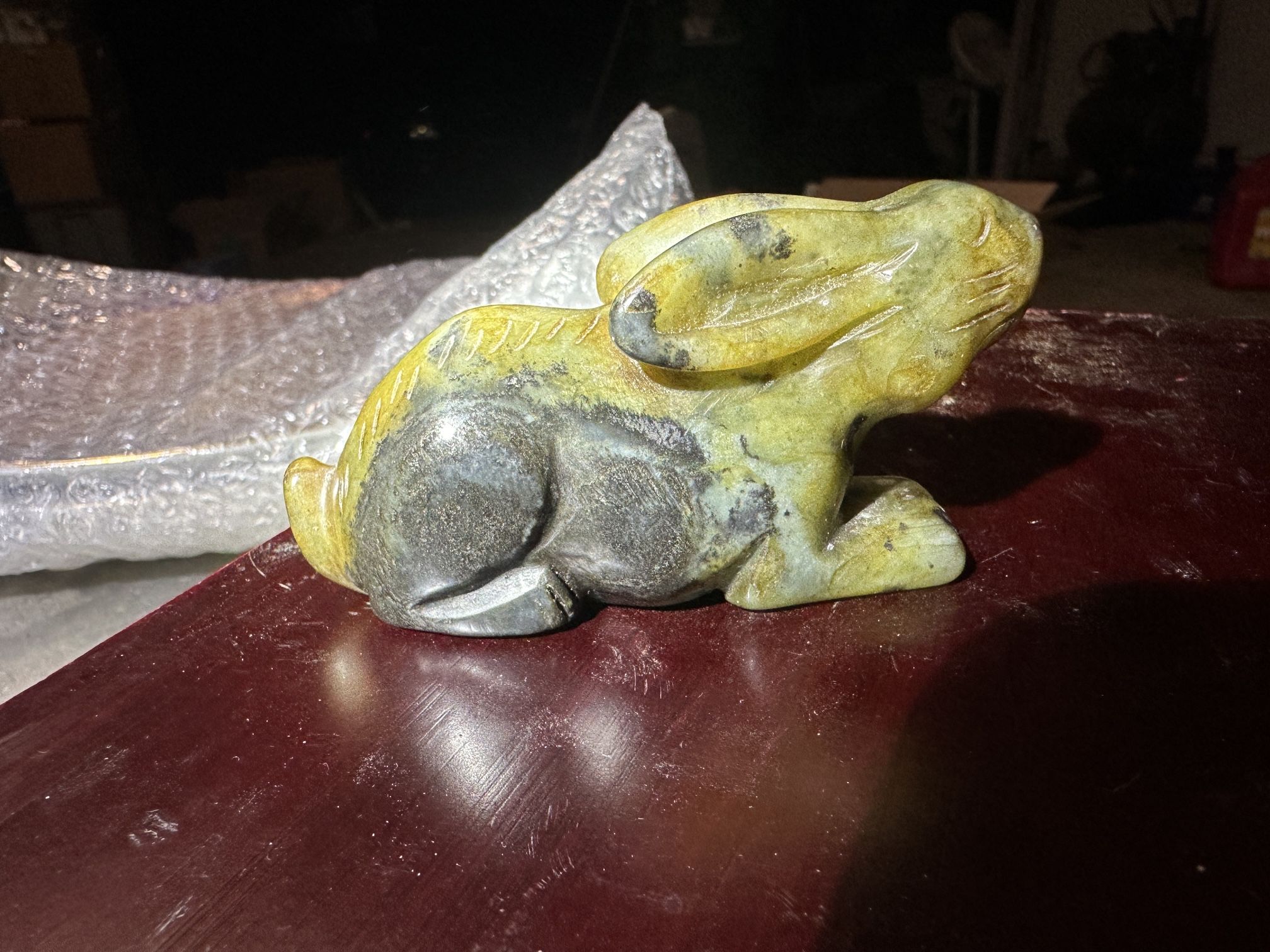 Green Jasper Bunny carving Antique