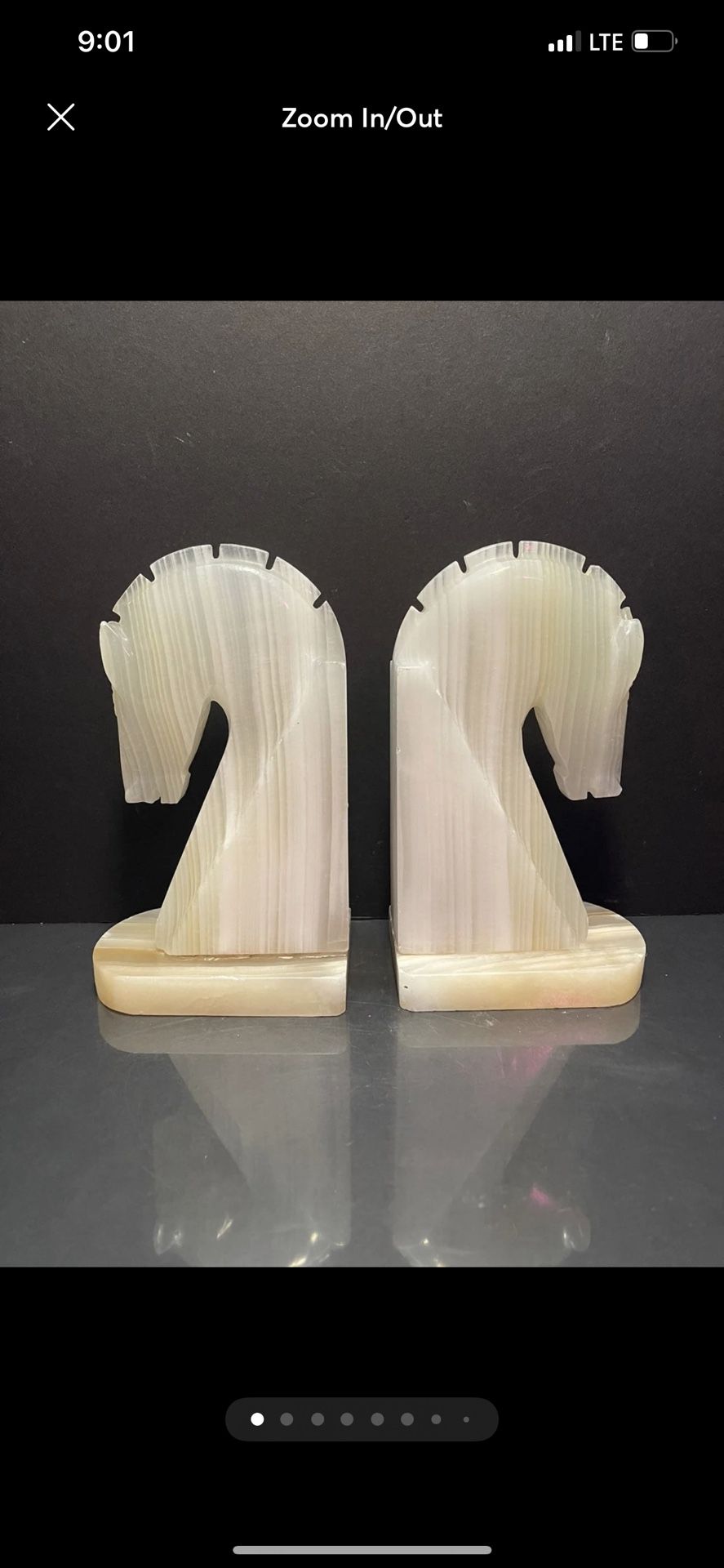 Vintage Retro Bookends MCM Large Pair of White Trojan Horse Heads