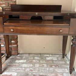 Antique Spinet Style Writing Desk w/ Hidden Drawers