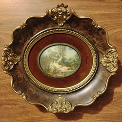 . Vintage framed Courting Couple picture decoration 8.5 in by 8 in