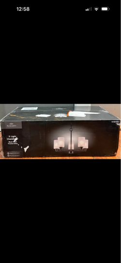 Bel Air Lighting 5-Light Black Chandelier Light Fixture w/Frosted Glass Shades