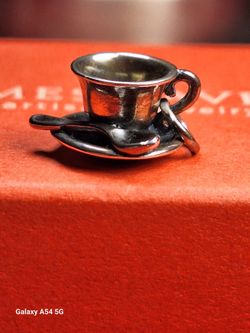RETIRED James Avery 3D Teacup With Saucer Spoon Charm for Sale