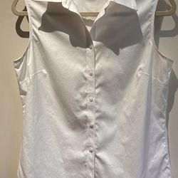 Brooks Brothers crisp white sleeveless button down blouse size 10