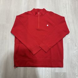 Apple Men's Red 1/4 Zip Mock Neck Logo Pullover Sweatshirt XL