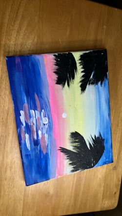 Tropical Sunset Palm Tree Canvas Painting