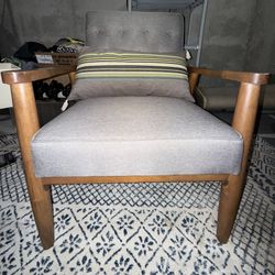 Mid-Century Modern Style Chair - Gray Upholstered
