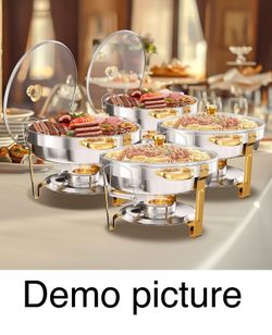 WARMOUNTS 5QT Gold Round Chafing Dishes 4 Pack