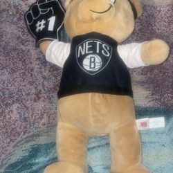 Nets NBA New Jersey 19” 2021 Plush Teddy Bear Bandana #1 Finger