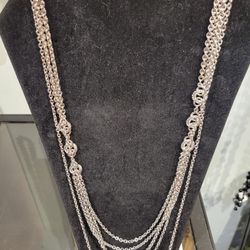 Vintage Monet Multi-strand Silvertone Necklace