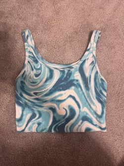 Wild Fable size small blue and white marble crop top