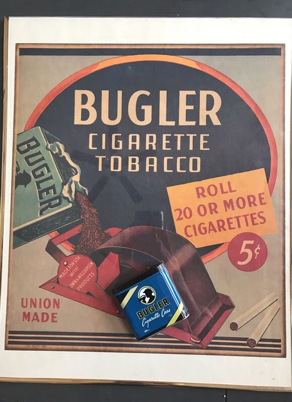 Vintage Bugler Tobacco Ad and Cigarette Case