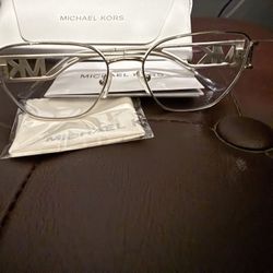 Michael Kors MK Women’s Eyeglass Frames – Silver – Logo Arms – New in Case