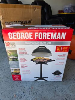 George Foreman Indoor/Outdoor Electric Grill with Stand, 15-Serving
