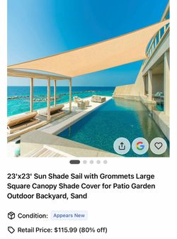 23x23 ft Sun Shade Sail with Grommets, Sand