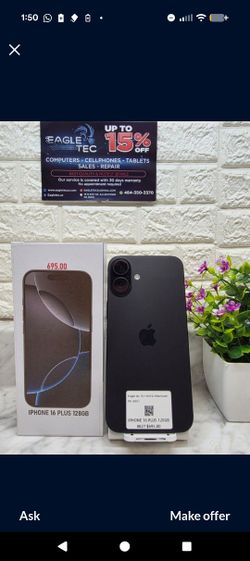 APPLE IPHONE 16 PLUS 128GB FACTORY

UNLOCKED