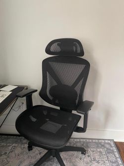 Used - Black Office Chair Adjustable Mesh Computer Chair with Sliding Seat and Lumbar Support