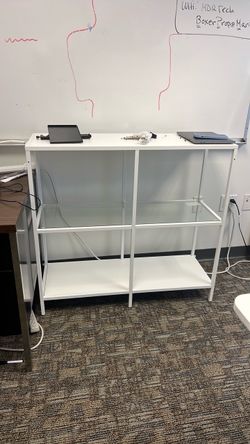IKEA White Metal & Glass Shelving Unit / Display Shelf
